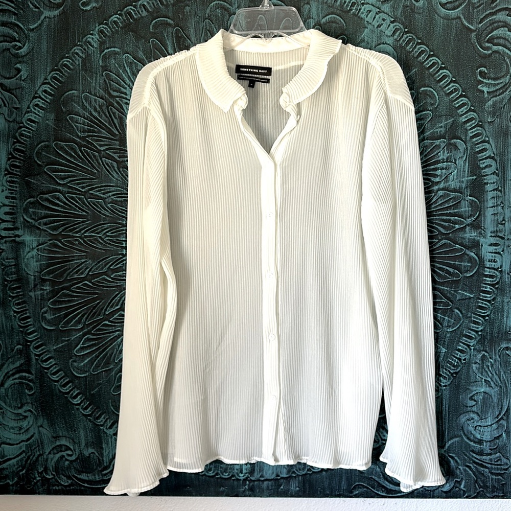 Something Navy White Blouse
